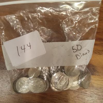 50 90% silver dimes