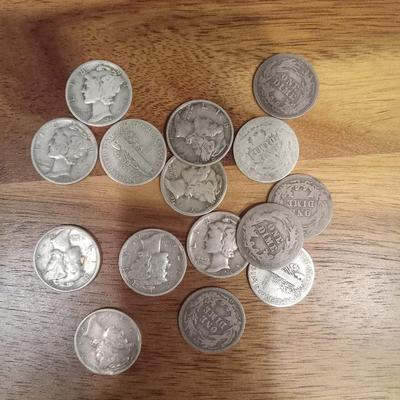 15 90% silver dimes