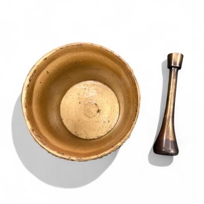 Sale Photo Thumbnail #1059: Vintage Schering Mortar and Pestle Set.  The set specifically a replica commemorating the First American Pharmacy established in 1752.
Approximately 4" Tall