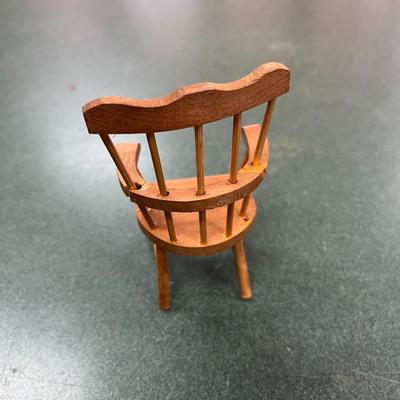 Sale Photo Thumbnail #1085: Set Of Three Dollhouse Furniture Chairs.  Includes box for two of the chairs.  Windsor chair has been broken and repaired
