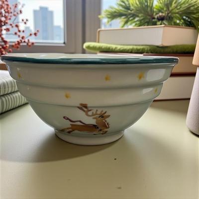 Sale Photo Thumbnail #1092: Hartstone Pottery Up On The Roof Top Bowl by Noble Excellence  Made in the USA.
9.25" wide   4.5" Tall