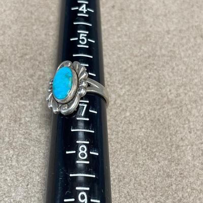 Navajo signed sterling sleeping beauty Turquoise ring