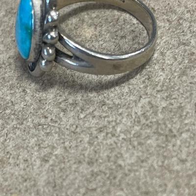 Navajo signed sterling sleeping beauty Turquoise ring
