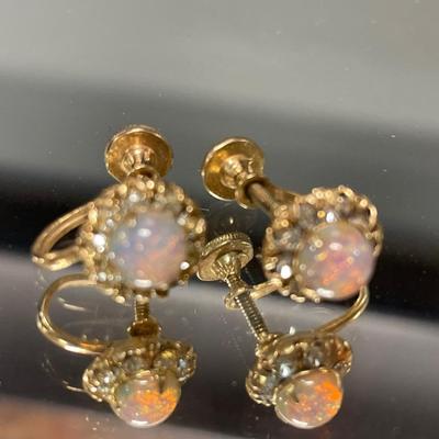 Vintage Fire Opal screw back earring
