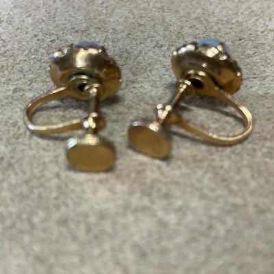 Vintage Fire Opal screw back earring
