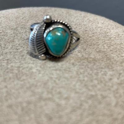 Navajo green turquoise sterling ring