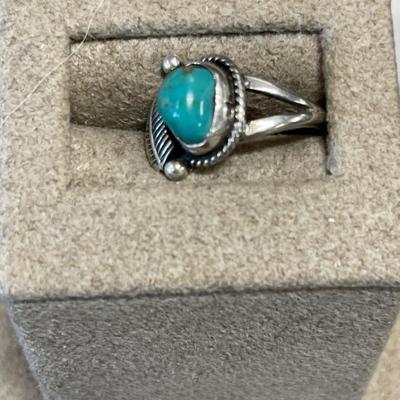 Navajo green turquoise sterling ring
