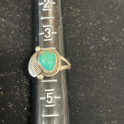 Navajo green turquoise sterling ring