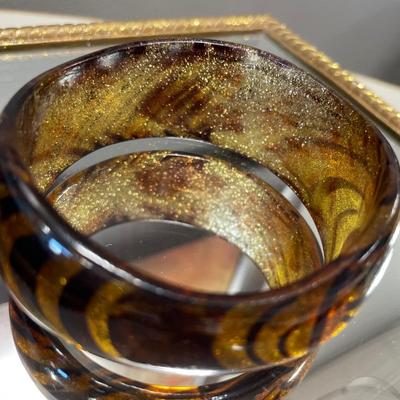 Stunning gold, orange, brown swirl Bakelite bracelet