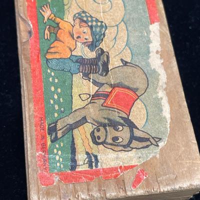 Vintage wood pencil box with birthstone necklace