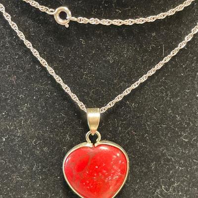 2 sterling necklaces with black onyx and red stone