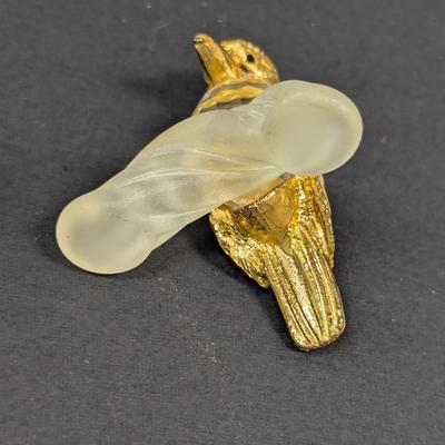 Sale Photo Thumbnail #1409: Antique Porcelain Bird & Gold Plated Hummingbird On Limb