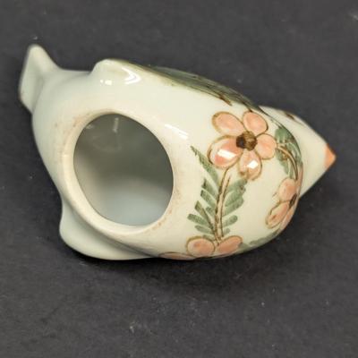 Sale Photo Thumbnail #1410: Antique Porcelain Bird & Gold Plated Hummingbird On Limb