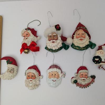 Set Of 7 Vintage Style Santa Claus Christmas Ornaments Mixed Lot