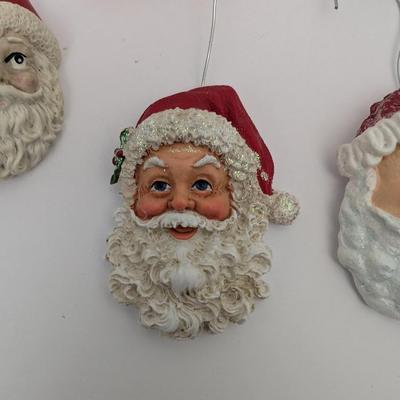 Set Of 7 Vintage Style Santa Claus Christmas Ornaments Mixed Lot