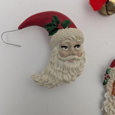Set Of 7 Vintage Style Santa Claus Christmas Ornaments Mixed Lot