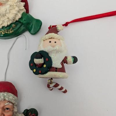 Set Of 7 Vintage Style Santa Claus Christmas Ornaments Mixed Lot