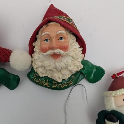 Set Of 7 Vintage Style Santa Claus Christmas Ornaments Mixed Lot