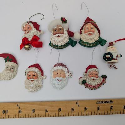Set Of 7 Vintage Style Santa Claus Christmas Ornaments Mixed Lot