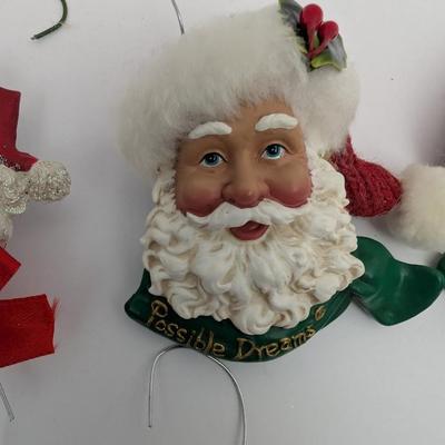Set Of 7 Vintage Style Santa Claus Christmas Ornaments Mixed Lot