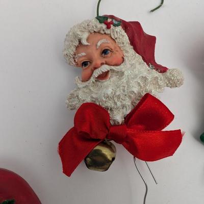 Set Of 7 Vintage Style Santa Claus Christmas Ornaments Mixed Lot