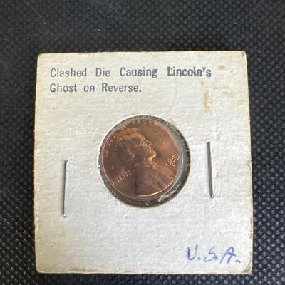 1953 (D) Lincoln Cent - Clashed Die