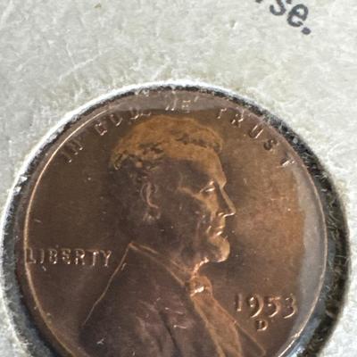 1953 (D) Lincoln Cent - Clashed Die