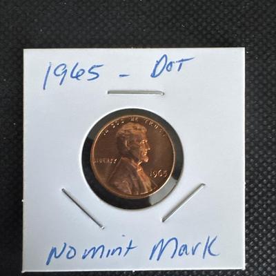 1965 Lincoln Cent “Dot” Error - No Mint Mark