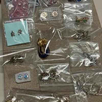 Bag of post earrings including Aurora Borealis set