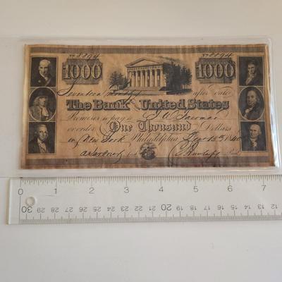 $1000 Note Bank of the United States Replica