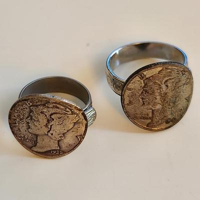 Two Mercury Silver Dime Rings