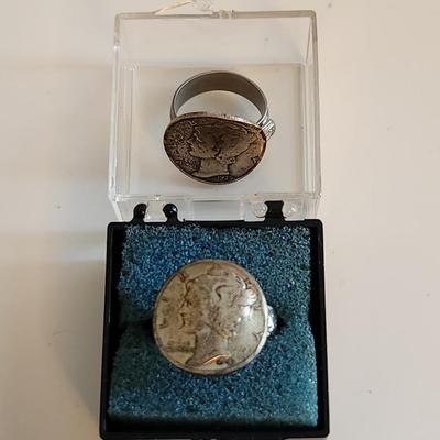Two Mercury Silver Dime Rings