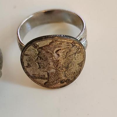 Two Mercury Silver Dime Rings