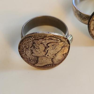 Two Mercury Silver Dime Rings
