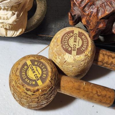 Collection of Smoking Pipes Meerschaum, Custombilt Imported Briar Sheep Head Lion Head, Ropp 917, Thorneycroft BBB Own Mark,, Starfire