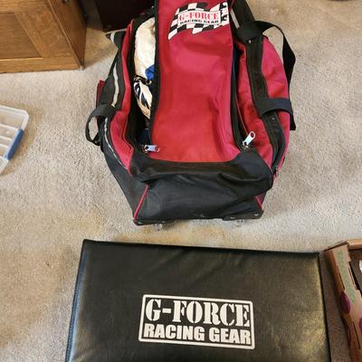 G-Force Racing Pit Mat and Travel Bag with Racing Suit and Gloves