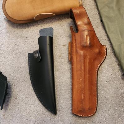 Lot of Gun Slings, Holsters & Cases Bianchi #9R1 Colt Det, #5BH Colt .38 /.357, Alessi Holster and others