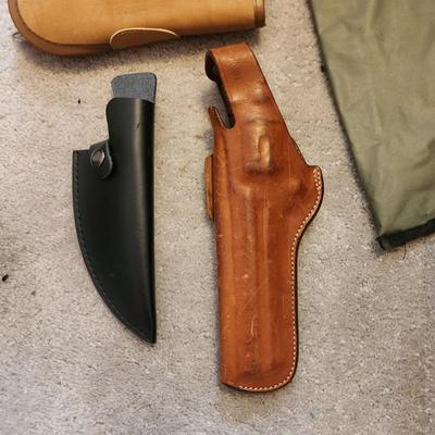 Lot of Gun Slings, Holsters & Cases Bianchi #9R1 Colt Det, #5BH Colt .38 /.357, Alessi Holster and others