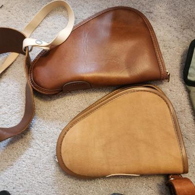 Lot of Gun Slings, Holsters & Cases Bianchi #9R1 Colt Det, #5BH Colt .38 /.357, Alessi Holster and others