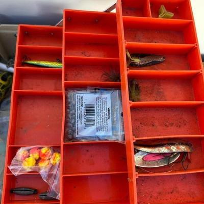 COOLER, TACKLE BOXES AND TACKLE