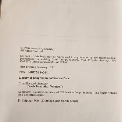 Carlos Hathcock White Feather USMC Scout Sniper , Death from Afar Chandler Both Signed