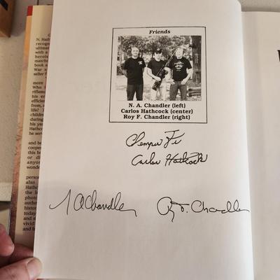 Carlos Hathcock White Feather USMC Scout Sniper , Death from Afar Chandler Both Signed