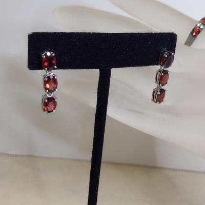 Sterling Silver and Gemstone Post Earrings and Ring Set- Approx Total Weight 6.4 Grams (#79)