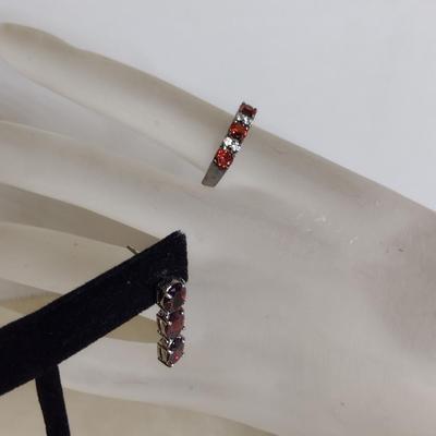 Sterling Silver and Gemstone Post Earrings and Ring Set- Approx Total Weight 6.4 Grams (#79)