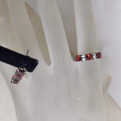 Sterling Silver and Gemstone Post Earrings and Ring Set- Approx Total Weight 6.4 Grams (#79)