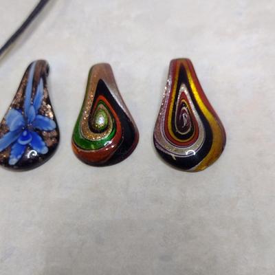 Collection of Pendants- Art Glass or Mother of Pearl Inlay- Six Pieces (#80)