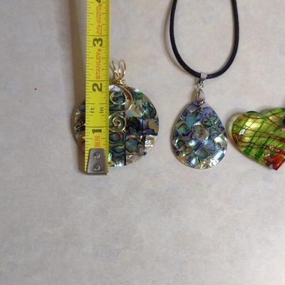 Collection of Pendants- Art Glass or Mother of Pearl Inlay- Six Pieces (#80)