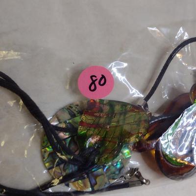 Collection of Pendants- Art Glass or Mother of Pearl Inlay- Six Pieces (#80)