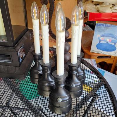 LOT 172G: Libra 1000 Balance Scale and Various Home Decor Items Featuring Small Wooden Bench and Electric Candles