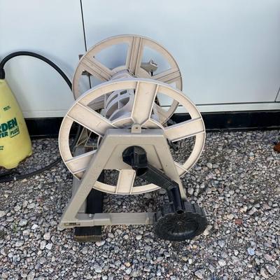 HOSE REEL, WEED SPRAYER AND SPREADER